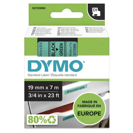 Dymo taĹ›ma do drukarek etykiet, D1 45809 czarny/zielony 7m/19mm